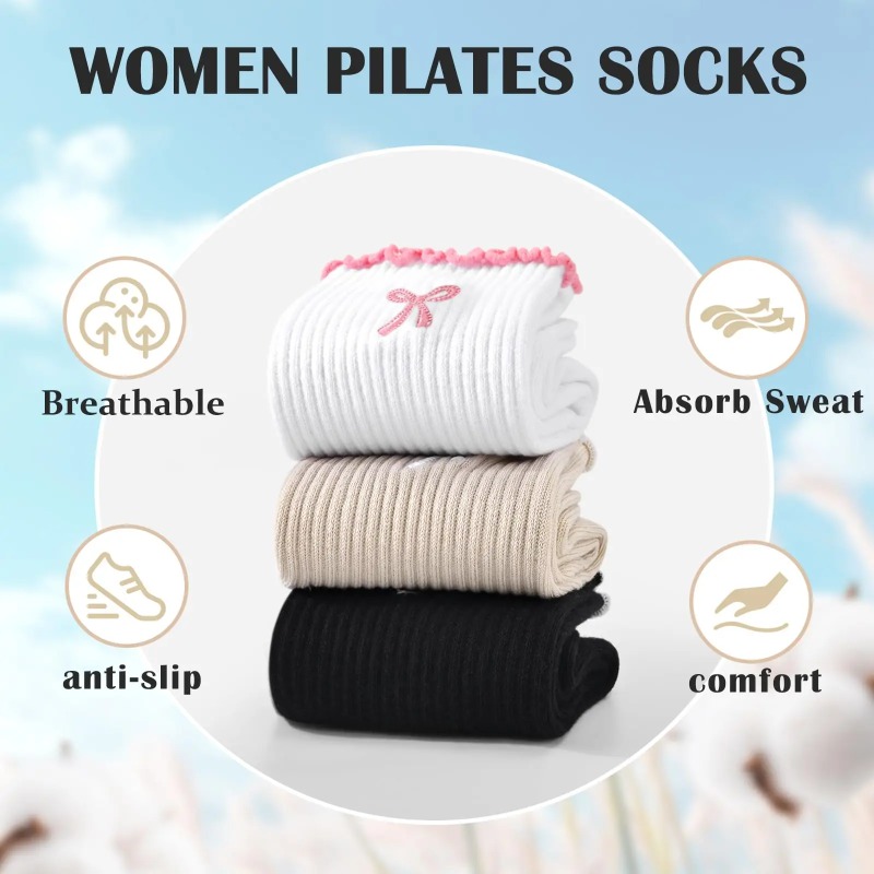 Pilates & Yoga With Harna - جوارب يوغا احترافية، مصنوعة من القطن